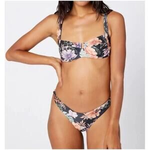 L*SPACE NEW Black Floral Cabana Bitsy Swim Bottoms X-Small